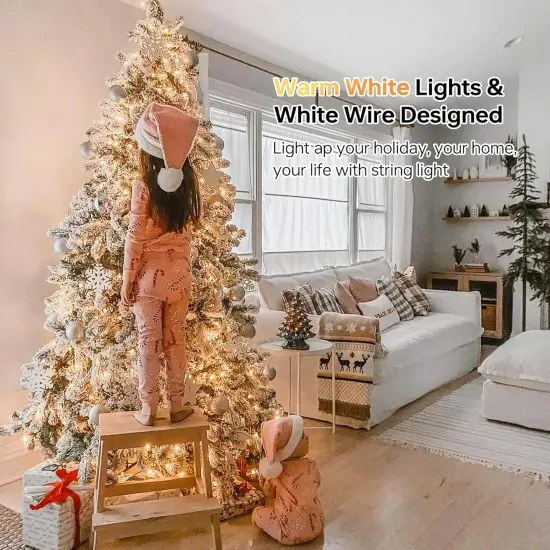 100 Count Clear Christmas Lights White Wire,23Feet Incandescent Clear Mini Lights,Connectable Indoor Outdoor Christmas Tree String {2}