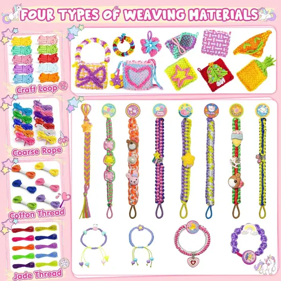 Weaving Loom Kit Toys Bracelet & Coaster & Bag Weaving Making kit {4}