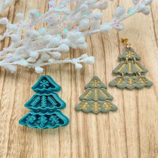 TRIPE DANGLE HOLIDAY TREE | CHRISTMAS 2023 | CLAY CUTTER SET {1}
