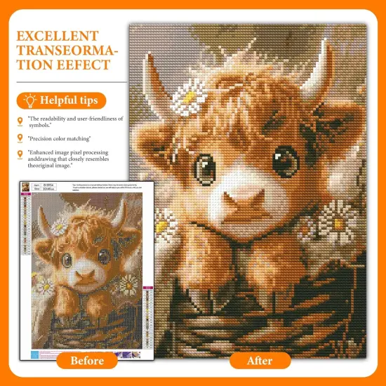 5D Baby Cow Diamond Painting Kits for Beginners12 x 16 Inch {2}