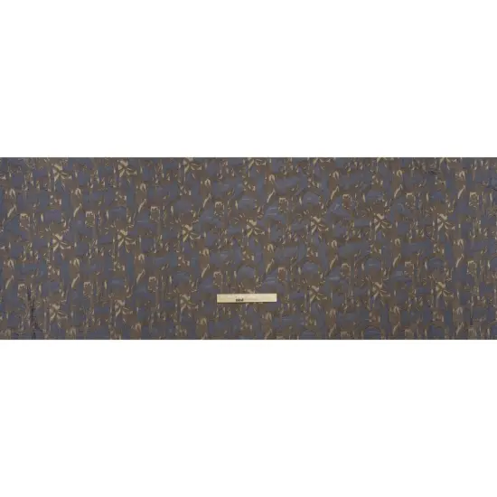 1 Yard Navy Blue Gold Burnout Brocade Fabric Classical Floral Vines 56 inch Width {3}
