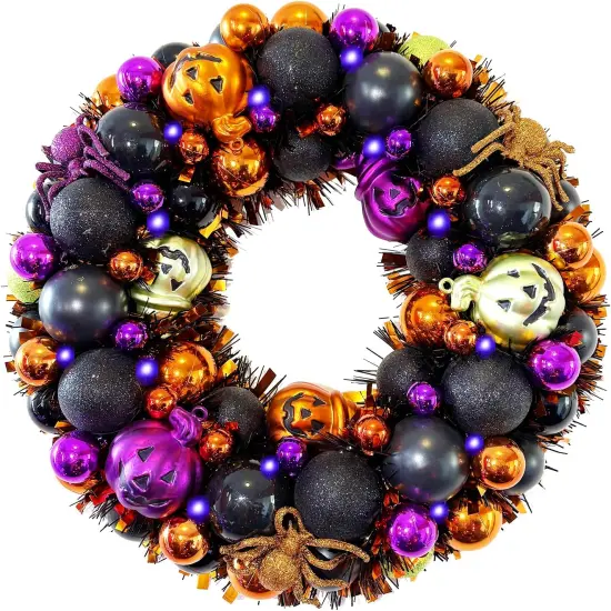 13.8 Inch Halloween Ball Wreath {1}