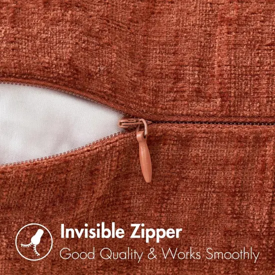 18x18 Inch Fall Soft Burnt Orange Chenille Pillow Covers {3}