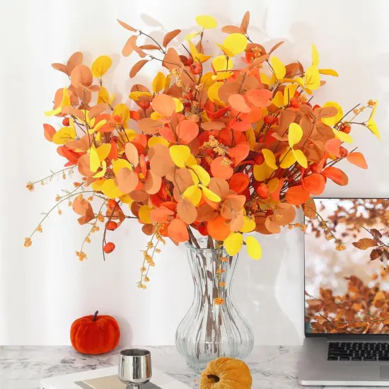 6 Pcs Fall Stems Eucalyptus Artificial Leaves {1}