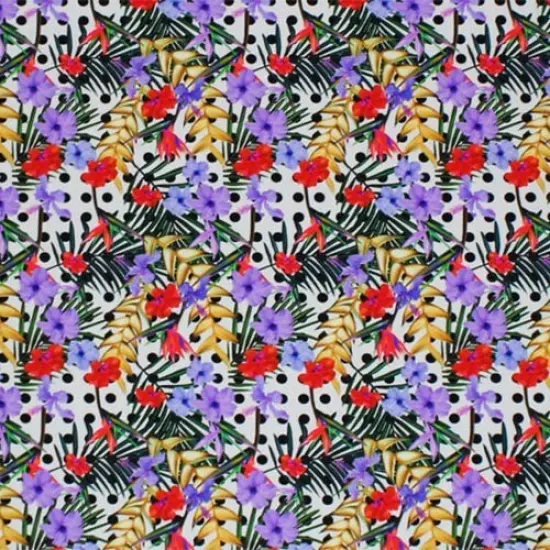 Flowers on Dots Printed Spandex Fabric {5}