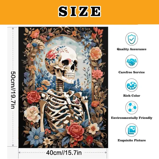 Paint by Numbers Kits for Adults Beginners- Easy Canvas Skull Paint by Number for Home Decor and Gifts 16X20 inch (Skeleton) {3}