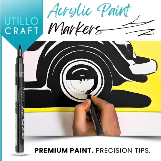 Black Paint Pen (8-Pack) Extra Fine Tip Made in Japan | Bold Color+100% Coverage | For Rock, Wood, Glass, Paper, Fabric, Canvas, Metal and More! | 0.7mm Black Paint Pens | Black Acrylic Paint Pens {2}