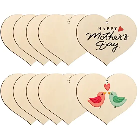 Wooden Heart Ornaments to Paint 7 Inch, Large Size Wooden DIY Blank Unfinished Heart Wood Discs Ornament for Crafts Hanging Decorations {1}