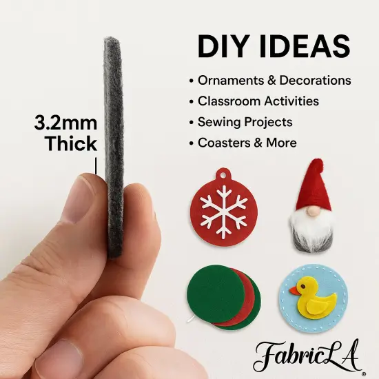 3.2mm Thick Felt Circle Pack &ndash; 5 PCS | Soft & Sturdy Premium Craft Felt in 5&rdquo;, 7&rdquo;, or 10.5&rdquo; Sizes &ndash; Ideal for DIY Crafts, Sewing, and Decorations {2}