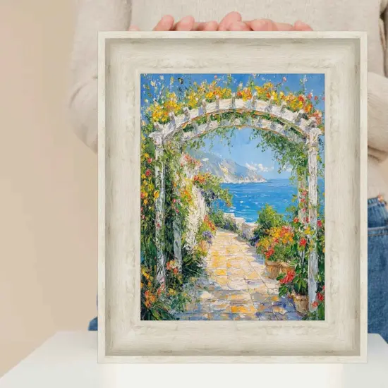 Wide White Wash Scoop Wooden Picture Frame 12x36 frame {7}