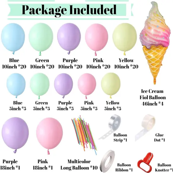 Pastel Balloons Garland Arch Kit 143pcs Macaron Rainbow Balloons Birthday Party Background Decoration Girl Baby Shower Donuts Ice Cream Party Supplies Pink Blue Green {2}