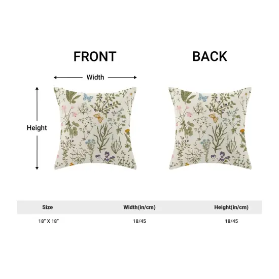 Spring Pillow Covers 18x18 Inch Set of 2,Sage Green Wild Flower Plant Throw Pillows Case,Seasonal Floral Outdoor Decorative Square Linen Farmhouse Decor Cushion Covers for Home Sofa Bed Couch {5}