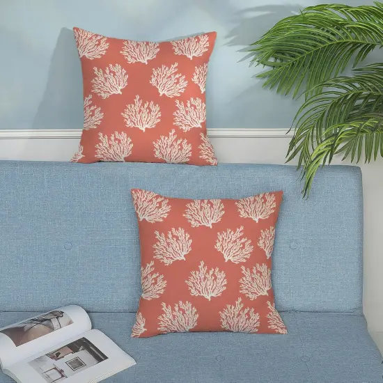 Summer Coastal Pillow Covers 18x18 Pack of 2 Ocean Themed Coral Throw Pillow Covers Outdoor Decoration,Beachy Nautical Decor Pillowcase Square Linen Decorative Cushion Case for Home Sofa Couch {3}