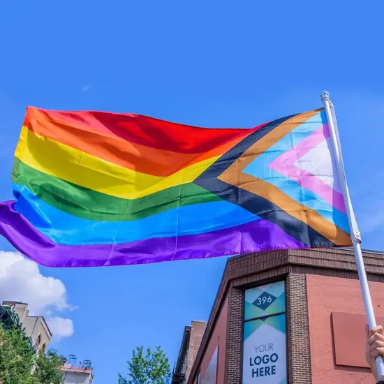 Progress Pride Rainbow Flag, 3 x 5 Foot Progressive Pride Flag 100 D Polyester Outdoor Flag,Bright and Vivid Colors Bisexual Trans LGTBQ Community Gay Pride Banner,UV Fade with Brass Grommets {5}