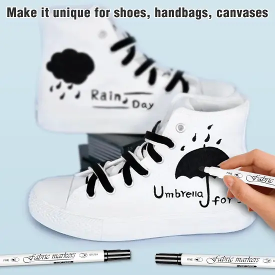 Black Fabric Markers Permanent for Clothes: Dual-Tip Fabric Marker 6 Pack, Waterproof, Non-Toxic Fabric Pen, Used to Make Gifts for Friends, Suitable for T-Shirts, Shoes, Canvas Bags, Hat, Textiles {3}