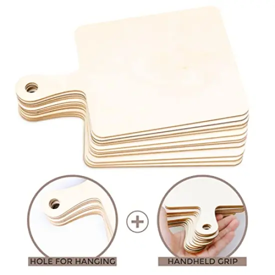 12 PCS Wooden Mini Cutting Board with Handle,Rectangle Unfinished Wood Craft Paddle Serving Tray Chopping Board Cutout for DIY Thanksgiving Christmas Home Kitchen Fruit Decor (9.1 x 5.5 Inch) {6}