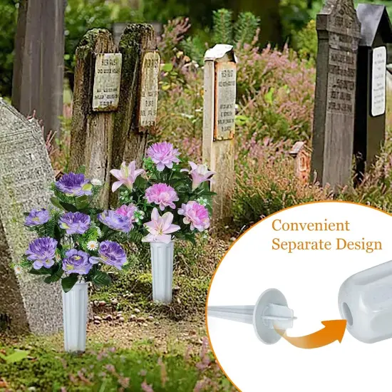 Artificial Grave Memorial Flowers with Vase for Cemetery Graveyard Decoration {4}