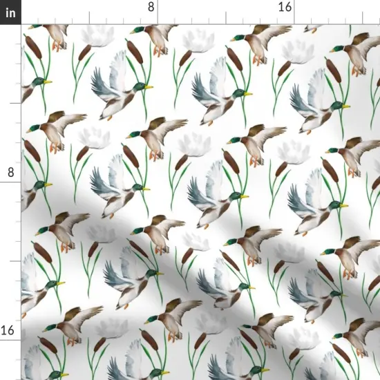 Various Fabrics by the Yard or Fat Quarter Mallards Ducks Cattail Rustic Countryside Waterfowl Lake Cabin Hunting Custom Printed Fabric by Spoonflower {2}