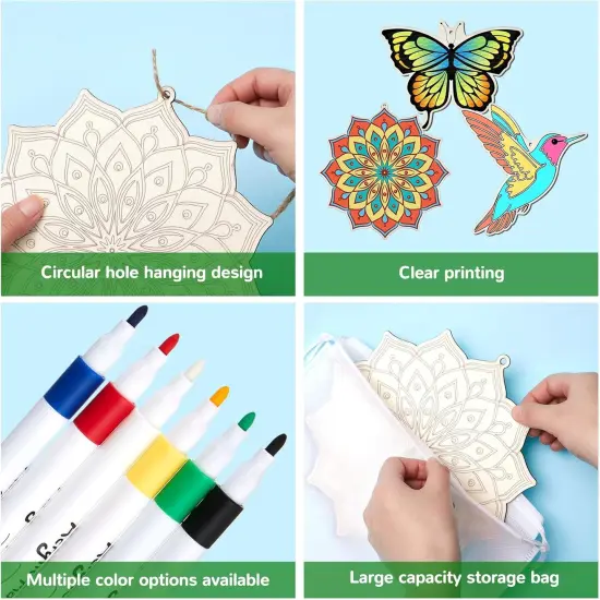 37 Pcs 7.8 Inch Wooden Mandala Painting Kit {2}