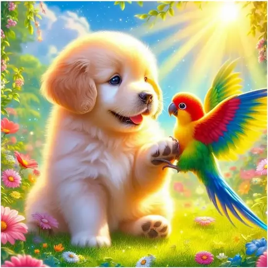 Dog and Parrot Diamond Art Painting Kits for Adults,12x12 inch/30x30cm {1}