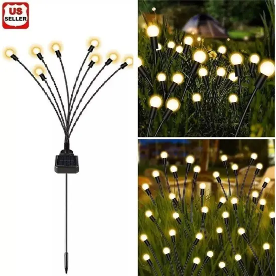 LED Solar Garden Lights Outdoor Firefly Swaying Fairy Lamp Yard Pathway Decor {3}