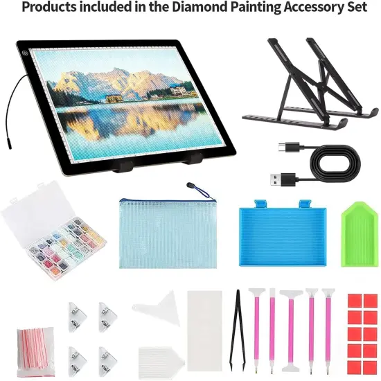 A4 Light Board for Diamond Painting - Tracing Light Box with Stand, Stepless Dimmable 3 Levels Brightness Light Pad {5}