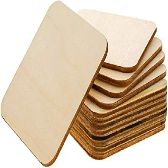 Unfinished Wood Pieces 80 Pcs 3"x3" inch Wood Board Wooden Squares Wooden Cutout Tiles, Rustic Craft Wood for Home Decoration, DIY Supplies {2}