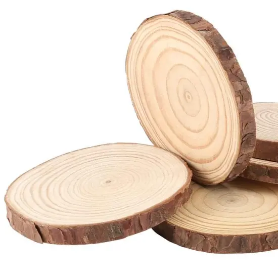 ZEONHEI 30 Pcs 3.5-4 Inches Natural Wood Slices, Unfinished Wood Slices Bulk for Crafts Wood Kit Circles Crafts Tree Slice with Bark for DIY Crafts Christmas Ornaments Coasters (Without Hole) {5}