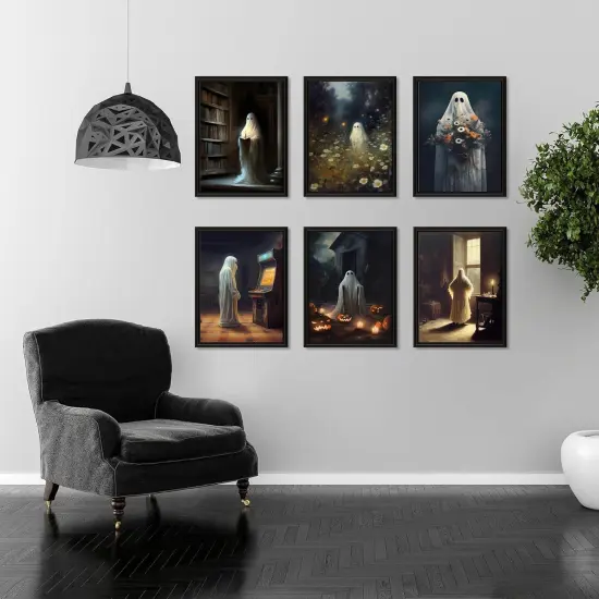 6 Vintage Ghost Wall Art {3}