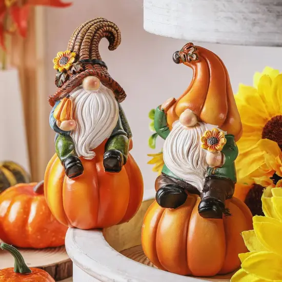 2 Pcs Fall Gnome Statue Decor {2}