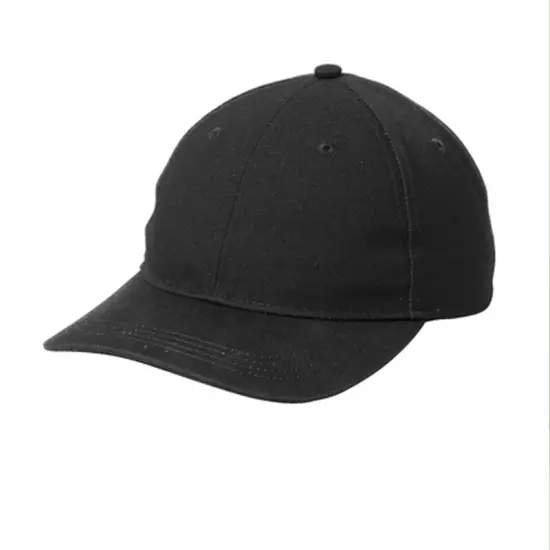 Port Authority&reg; Leather Strap Cap, Unstructured Mid-Profile Cotton Canvas Hat with Adjustable Leather Closure Black {1}
