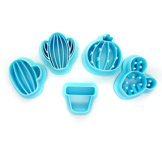 Cacti Clay Cutter Bundle, 4 Cactus Shapes & Pot, Adorabilities {2}