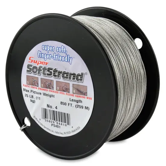 Super Softstrand, Vinyl-Coated Stranded Stainless Steel Picture Wrapping Wire, Size #6, 60 lb / 27 kg, 275 ft / 83 m {5}