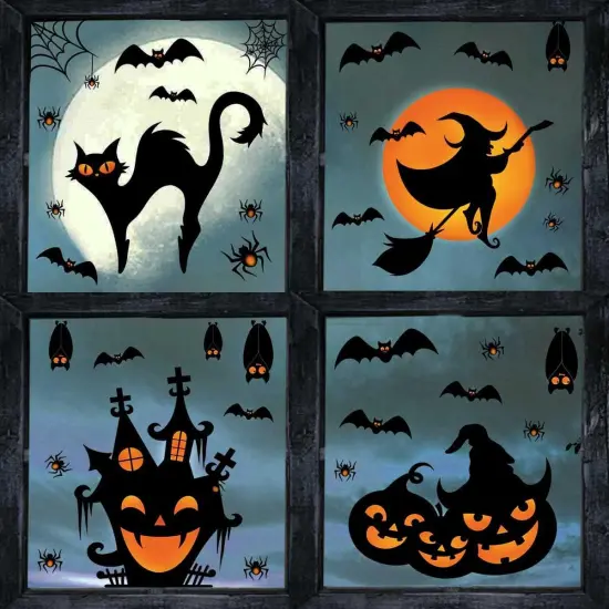 4 Sheets Halloween Silhouette Window Stickers {1}
