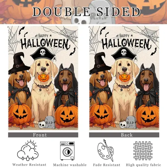 Halloween Dog Garden Burlap Yard Flag 12x18 {3}
