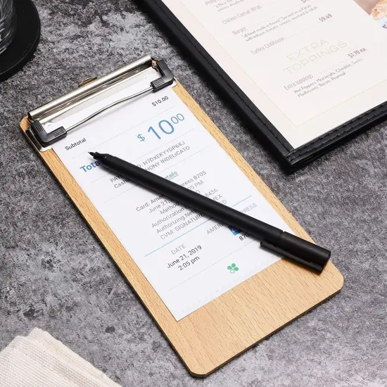 12 Pack Mini Wooden Clipboards with Low Profile Clip, 4x8 Wood Clip Boards for Pocket Sized Notepads, Restaurant Receipt Brown {5}