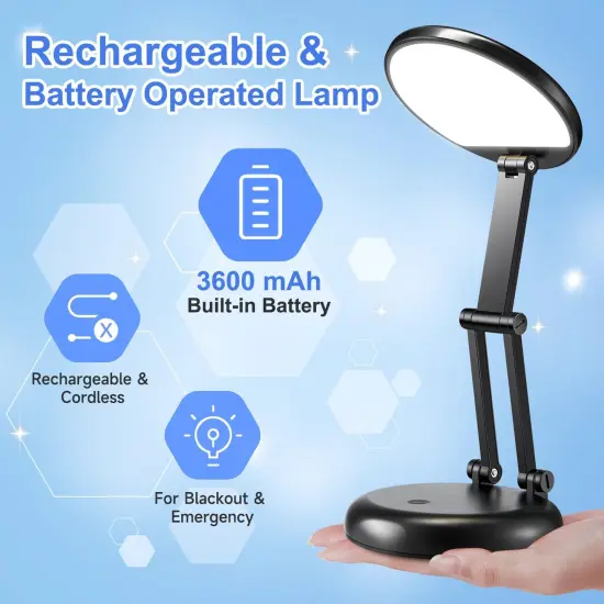 Small Table Lamp Rechargeable 3600mAh, Foldable+Cordless Table Lamps Rechargeable, Portable & Dimmable Desk Lamps for Home {2}