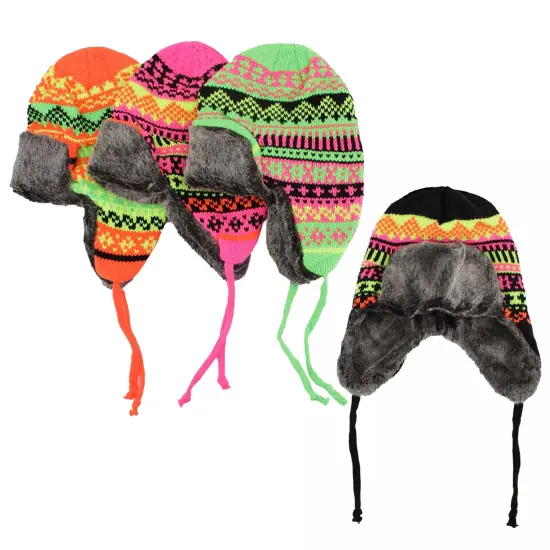 Neon Trooper With Faux Fur 1 Piece Assorted Color {5}