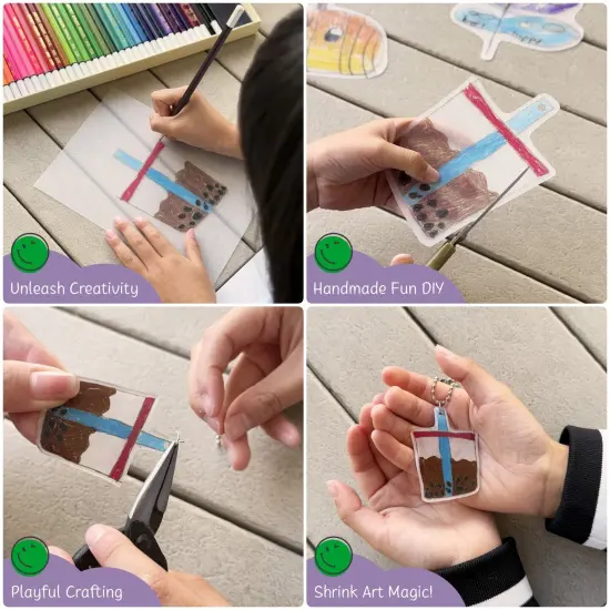 Wrapables DIY Arts & Crafts Heat Shrink Art Film Sheet Set, creates Earrings, Key Chains, and Charms (Set of 20) {6}