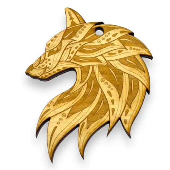 Ornament - Ethnic Wolf - Raw Wood {1}