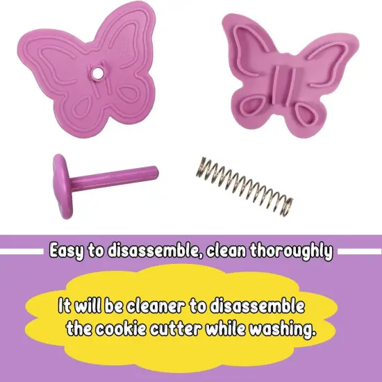Mini 3D Easter Cookie Cutters Set, Easter Fondant Biscuit Pastry Cookie Cutter Stamp, Spring Spring-Loaded Handle Cutter Shape with Eggs, Chick, Butterfly (4 PCS) {4}