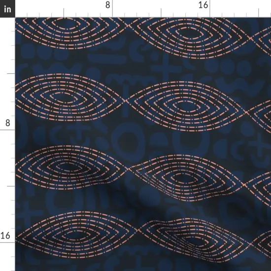 Various Fabrics by the Yard or Fat Quarter African Mystic All Seeing Eye Blue Black Lines Geometric Dots Custom Printed Fabric by Spoonflower {2}