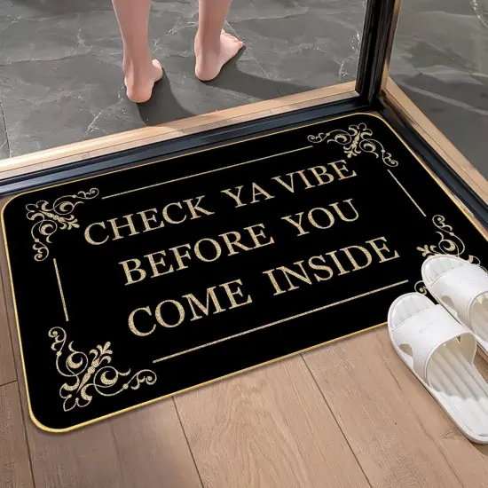 Funny Welcome Doormat for Entryway Check Ya Vibe Before You Come Inside Mats for Front Door with Rubber Backing Doormat Entrance Indoor and Outdoor Personalized Mats Anti-Slip Gift Mat 29 x 17 Inch {3}