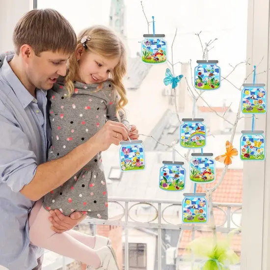 24 Pcs Activity Spring Insect Suncatcher Craft Kit Spring Summer Bugs Suncatcher Craft DIY Tissue Paper Suncatcher Decoration {4}