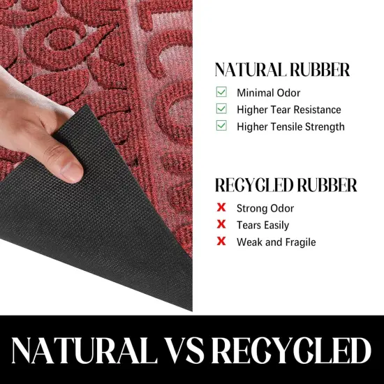 Welcome Mat Outdoor Indoor, 29.5x17 Waterproof Door Mat Outside Entrance, All-Weather Non Slip Door Mat Outside Entrance, Low-Profile Front Door Mat, Porch and Patio Entryway Mat, Wine Red {4}