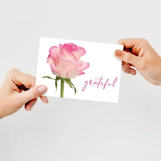 Great Papers! Grateful Pink Rose Thank You Note Card and White Envelope, 4.875" x 3.375", 24 count {3}