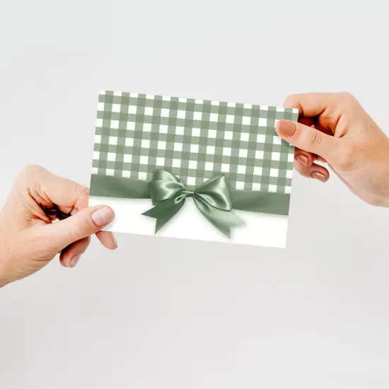 Great Papers! Sage Green Bow Note Card and White Envelope, 4.875" x 3.375", 24 count {3}