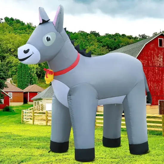 6FT Donkey Inflatables Christmas Spring, Farm Ranch Blow up Animals Cute, Decorations Outdoor Yard Built-in LED Lights Big Large Decor Party Farm Lawn Holiday Outside {1}