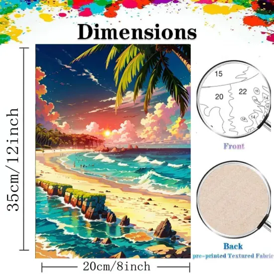 Sunset Beach Paint by Numbers kit for Adults ( 8x12in) {2}