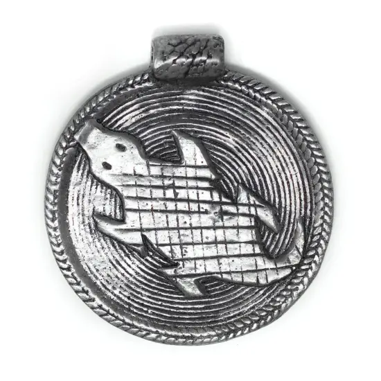 The Bead Chest Silver Lizard Baule Bead Pendant (58x52mm): African Tribal Metal Pendant for DIY Jewelry and Necklace {1}